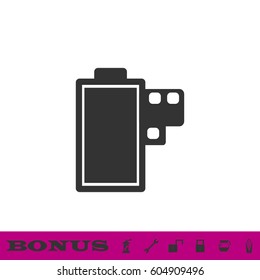 Film icon flat. Black pictogram on white background. Vector illustration symbol and bonus button