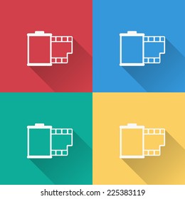 film icon , flat design on 4 color background