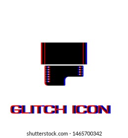 Film icon flat. Simple pictogram - Glitch effect. Vector illustration symbol