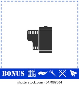 Film icon flat. Simple vector symbol and bonus icon