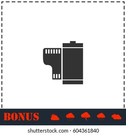 Film icon flat. Simple vector symbol and bonus icon