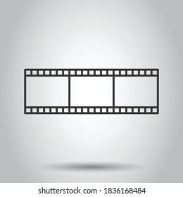 Film icon in flat style. Movie vector illustration on white isolated background. Play video business concept.