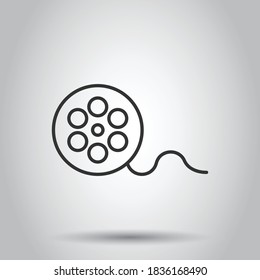 Film icon in flat style. Movie vector illustration on white isolated background. Video business concept.