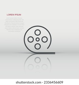 Film icon in flat style. Movie vector illustration on white isolated background. Video business concept.
