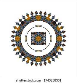 film icon inside arabesque emblem background. arabic decoration. 
