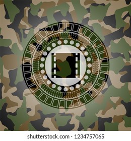 film icon inside camouflage texture
