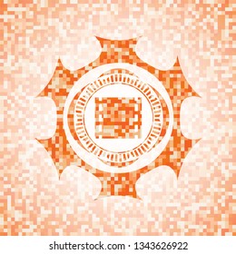 film icon inside orange mosaic emblem