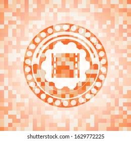 film icon inside orange mosaic emblem