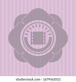 film icon inside pink emblem. Retro