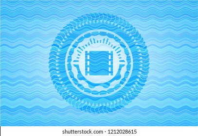 film icon inside water representation emblem background.