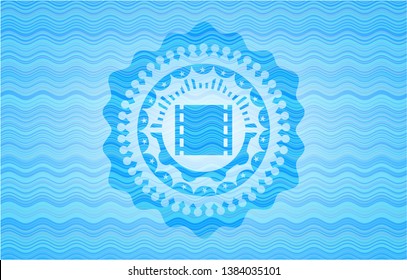 film icon inside water wave representation style emblem.