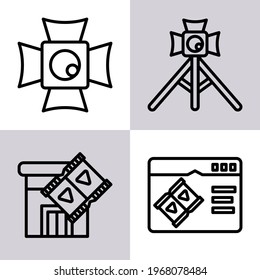 film icon, film making icon, camera icon, with line icon style suitable for commercial film production