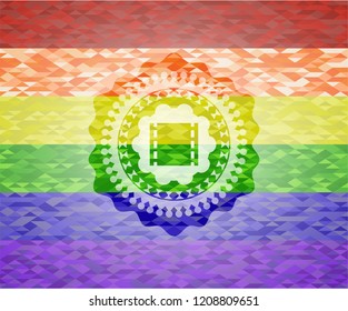 film icon on mosaic background with the colors of the LGBT flag