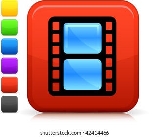 Film icon on square internet button  Six color options included.