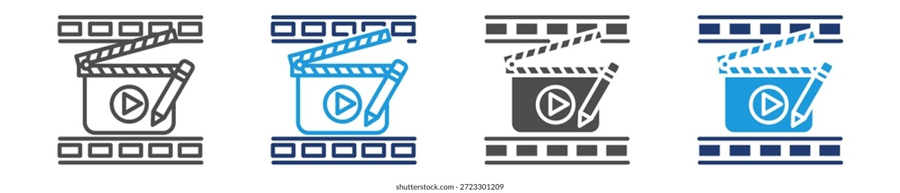 ícone de filme definir vários estilos