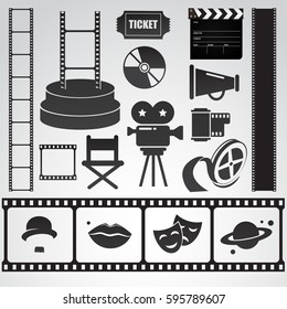 Film icon set on white background. Vector art.