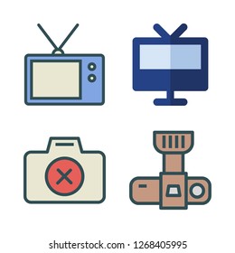 film icon set. vector set about photo camera and television icons set.