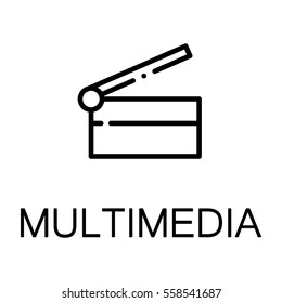 Film icon. Single high quality outline symbol for web design or mobile app. Thin line sign for design logo. Black outline pictogram on white background