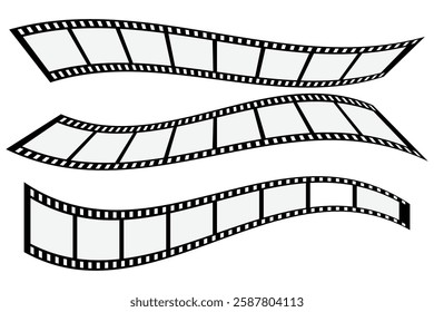 Film icon. Film symbol. Negative reel and film stipe icon. Movie concept, Camera, lens, media, photographer, filming. Cinema and filmmaking concept. Vector illustration.