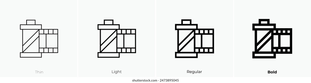 film icon. Thin, Light Regular And Bold style design isolated on white background