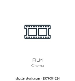 Film icon. Thin linear film outline icon isolated on white background from cinema collection. Line vector sign, symbol for web and mobile
