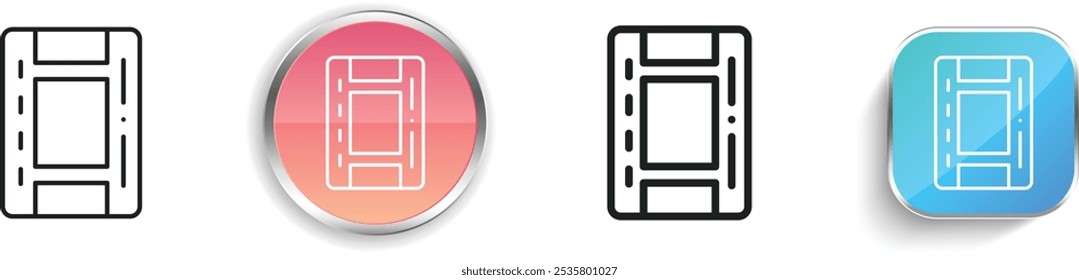 film icon. Thin Linear, Regular and Button Style Design Isolated On White Background
