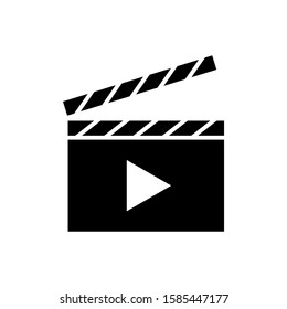 Film icon vector in black flat design on white background