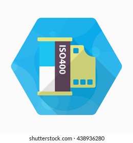 Film icon , Vector flat long shadow design.