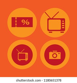 film icon. film vector icons set sale ticket, camera and tv