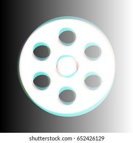 Film icon. Vector. White icon with colored contours on gradient background.