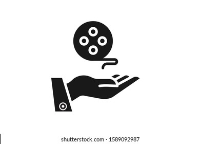 film icon, Video Camera Film Tape Reel Vector Icon