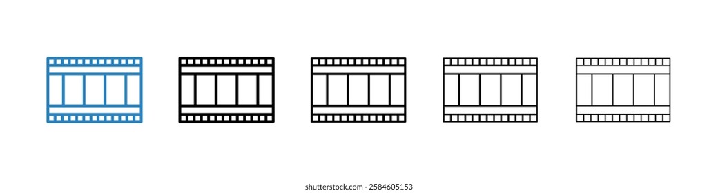 Film icons in five different stroke sizes