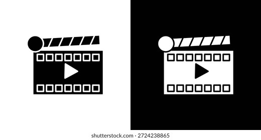 Conceito de vetor plano de ícones de filme. Ilustrações em preto e branco
