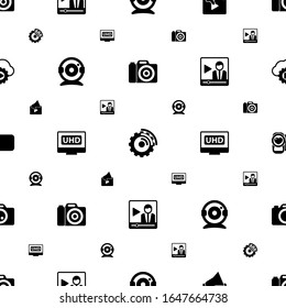 Film Icons Pattern Seamless. Included Editable Filled Photography, Streaming Software, Video Marketing, Web Camera, 4K Streaming, Video Streaming Icons. Film Icons For Web And Mobile.