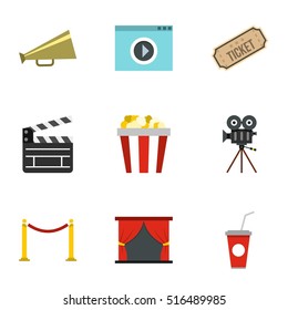 Film icons set. Flat illustration of 9 film vector icons for web