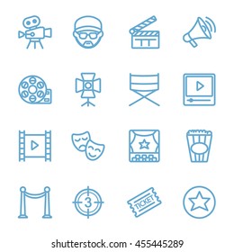 Film industry blue line icon