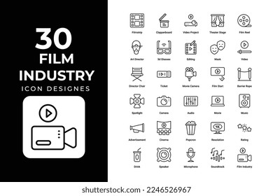 Film industry icons set vector design