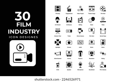 Film industry icons set vector design