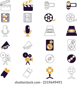 Film Industry solid Icons and outline