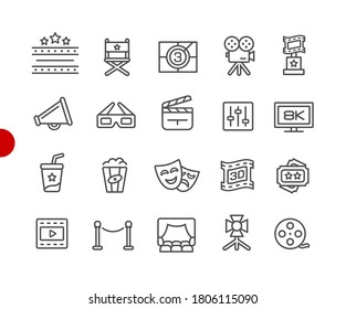 Film Industry and Theater Icons // Red Point Series - Vector line icons for your digital or print projects.