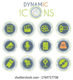 Film Industryvector icons on white background with dynamic lines for animation for web and user interface design