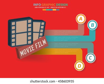 Film info graphic on red background,vector