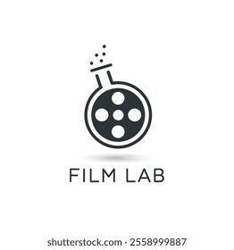 film lab logo. film reel laboratory icon
