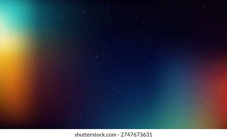 Film Light Gradient Overlay Background with Colorful Edge Light Leak and Vintage Dust Grain