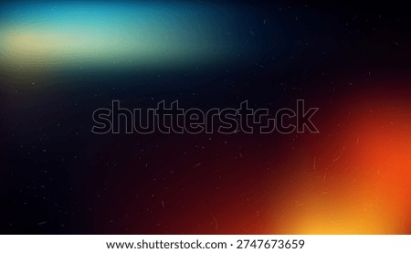 Film Light Gradient Overlay Background with Blue Orange Light Leak and Vintage Grain