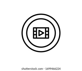 Film line icon. High quality outline symbol for web design or mobile app. Thin line sign for design logo. Black outline pictogram on white background