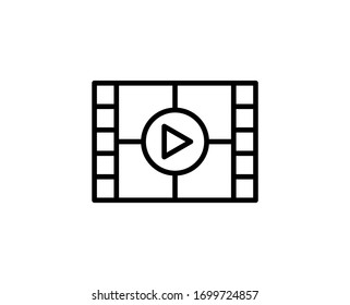 Film line icon. High quality outline symbol for web design or mobile app. Thin line sign for design logo. Black outline pictogram on white background