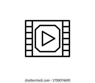 Film line icon. High quality outline symbol for web design or mobile app. Thin line sign for design logo. Black outline pictogram on white background