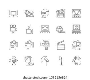 Film line icons, signs, vector set, outline illustration concept 