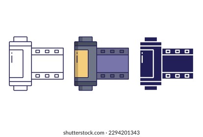 Film line and solid illustration icon